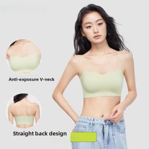 HUACHENGSHI | Sweet Style One-Piece Backless Bra Womens Underwear With Chest Pad Strap Vest Cover Side Breast No Need To Wear Bra