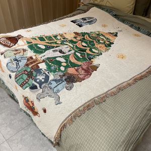 ผ้าห่มโซฟาลายหมีสามตัวกว่าคริสมาสต์ผ้าห่มผ้าห่มผ้าห่มพักผ่อนผ้าห่มผ้าฝ้ายและผ้าถักสำหรับตกแต่งสถานที่คริสต์มาสผ้าปูโซฟา