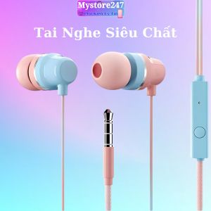Tai Nghe Nhét Tai Siêu Đẹp Chân 3.5mm Nhiều Màu in-ear Macaron Có Dây Dài 1.2m - Có Mic Nghe Gọi
