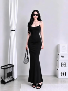 Đầm 2 dây phom dài đuôi cá KVYBODY D8 chất cotton borip lụa dày mịn co giãn thích hợp mặc đi chơi đi tiệc đi du lịch