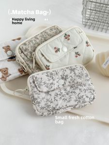 Cute Cotton Zipper Wallet Card Holder Womens Multi-functional Cosmetic Bag Document Key Storage Bag Youth Short Wallet