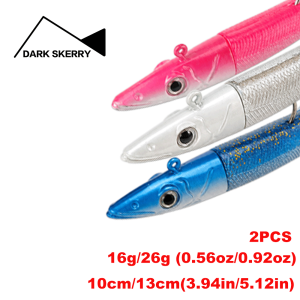 DARK SKERRY2pcs Segmented Sandeel Eel Lures Saltwater & Freshwater Jig Swimbaits 10cm 16g / 13cm 26g for Bass Pollock&Cod