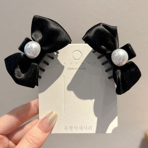 NING ZHOU | Black Bow Mini Princess Head Grip Hair Clip for Women Side and Fringe