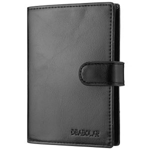 High Capacity Mens Passport Leather Wallet Multiple Card Slots and A Clear ID Window Vintage Business Card Bag
