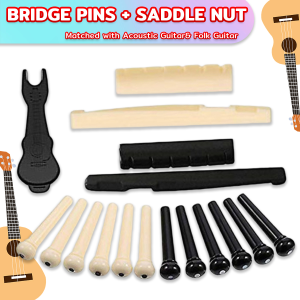 MaxPlus Guitar Saddle and Slotted Nut for 6 Strings Acoustic Guitar Parts Accessory Set