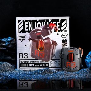 [เคลียร์สต๊อก ราคาต่ำสุด] ROCK หูฟังบลูทูธ Steampunk R3TWS หูฟังทวิภาคีสเตอริโอ TWS หูฟัง RGB Light Effect ที่ใช้งานได้ Cool Tech หูฟังเกม