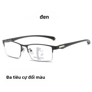 Kính Đọc Đa Tiêu Cự Đổi Màu Cho Nam Zoom Thông Minh Chống Ánh Sáng Xanh Tròng Kính Trong Suốt Gọng Chữ Nhật Dùng Tại Nhà