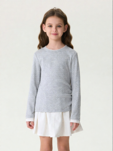 Marc&Janie | Cloud Soft Elastic Two-Piece Illusion Gathered T-Shirt Girls