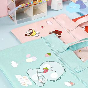 Folder Bag Cartoon A4 File Bag Zipper Childrens Handbag Double-layer Storage Bag Childrens File Bag Book Bag with Zipper Plastic Envelope With Handle File Case For School Kids