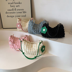 Fashion Womens Clutch Handbags Ladies Solid Color Pleated Underarm Shoulder Bag Trendy Female Small Totes Top-handle Bag Purse