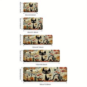 VIKAMA Black Cat Pattern Kitchen Rug Long Carpet Waterproof Bathroom Mat Rug For Bedroom Carpet For Live Room Home Decoration