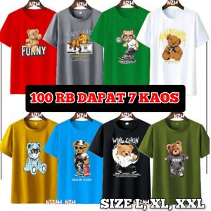 Kaos 100rb 7 pcs Kaos Tedy beart Baju atasan wanita
