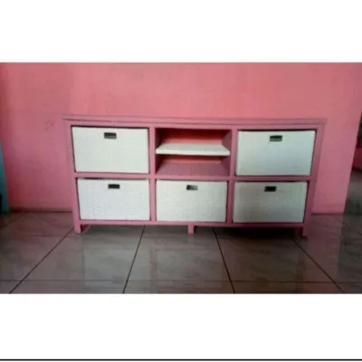 (Ready stok)meja tv lemari laci rotan sintetis 6 dvd bebas pilih warna