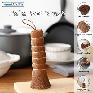 JustLiving 1pc Kitchen Cleaning Palm Brush Non-stick Long Handle Dish Brush Bowl Pot Brush Household soft bristle cleaning brush Pot scrubbing brush dishwashing brush