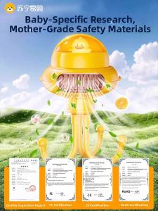 GOOJODOQ | Portable Baby Stroller Fan Mini Clip-On Rechargeable USB Mini Fan Mosquito Repellent Eight-Armed Octopus Shaped Childrens Fan