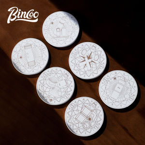 BINCOO High-End Ceramic Coffee Cup Mat round Heat Resistant Insulation Coaster Artistic Desktop Protective Pad