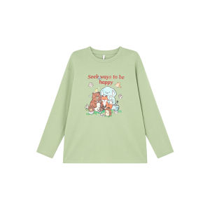 NIHAOKANONG | Áo Thun Tay Dài In Chữ Hoạt Hình Vintage Đơn Giản cho Mùa Xuân