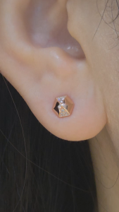 THE GLORIA Dainty Hexagon Crystal Stud Earrings S925 Silver Needle Modern Earrings