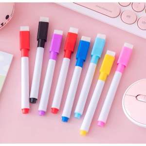 8Pcs Magnetic Colorful White Board Marker With Eraser Color Ink White Board Marker Set