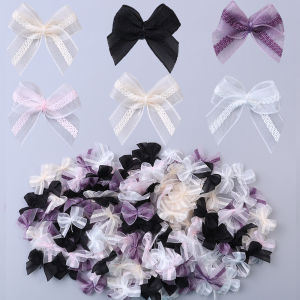 30-60pcs/lot 2.5x2.5cm Mesh Lace Ribbon Bows Mutilcolor Polyester Satin Ribbon Bow Flower DIY Decoration Headwear Accessories 