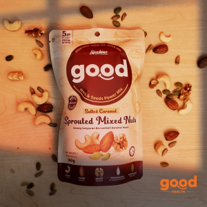 [140g] GOOD Sprouted Nuts | Snack Pack Kacang | Healthy Snack Trial Size-Himalayan Pink Salt/Salted Caramel/Unsalted