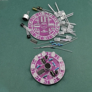 Electronic DIY Enthusiast Practice Kit Red Voice Controlled Rotating LED Light Without Battery Requires Assembly