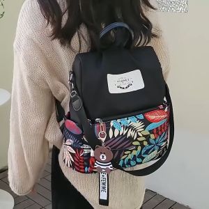 Wholesale of womens nylon waterproof and anti-theft backpacks fashionable printed girls leisure backpacks travel bags