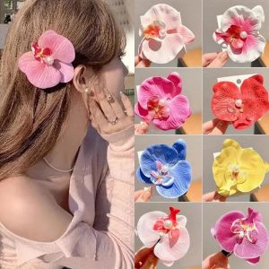 2024 Mới Ngọt Ngào hoa hồ điệp Kẹp Tóc nữ phụ nữ Hàn Quốc Bohemia Mũ Barrettes Vải thiết kế hoa hình ngọc trai kẹp tóc Mũ Nón