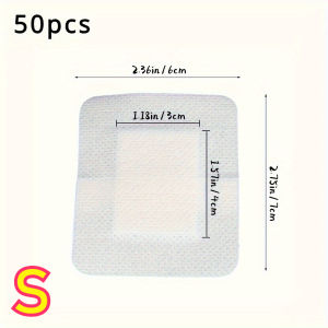 50pcs Large Size Hypoallergenic Non-woven Medical Adhesive Wound Dressing Band Aid Bandage Large Wound First Aid 6*7cm