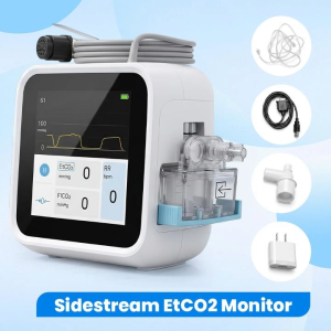 Advanced Veterinary CO2 Capnograph Monitor with 5-Inch HD Large Screen Real-Time ETCO2 Monitoring for Vet CPR ICU