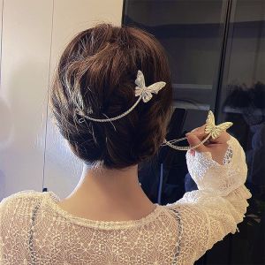 Kẹp búi tóc kim loại hình bướm hỗ trợ búi tóc cho nữ kẹp cài sau đầu tiện lợi phong cách Hàn Quốc