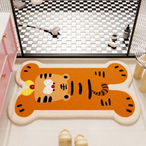 VIKAMA Cute Cartoon Animal Shaped Carpet Fluffy Plush Floor Mat Anti Slip Quick Drying Water Absorbing Carpet Home Decoration