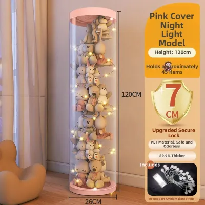 Transparent Cylinder Doll Storage Bucket Plush Toy Box Large Doll Figurine Storage Wonders Childrens Organizer Basket