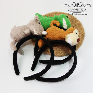Adorable Dinosaur Plush Hairband Face Wash Photo Prop Womens Super Cute Monkey Headband Makeup Clip Hair Accessory
