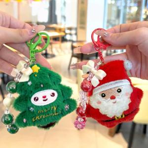 ZMONH Cartoon Cute Christmas Keychain Plush Santa Claus Christmas Tree Pendant Backpack Hanging Decoration New Year Gift