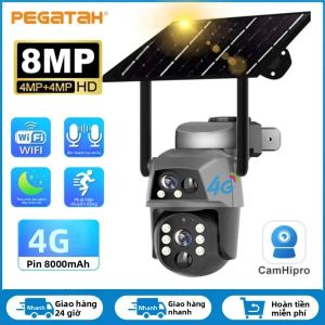 Camera Năng Lượng Mặt Trời 4G SIM Camera Kép 8MP Tích Hợp Cảm Biến Chuyển Động PIR Tầm Nhìn Ban Đêm Wifi 4K Camera IP Pin CCTV Để Giám Sát Video An Ninh