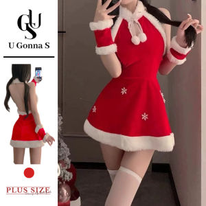 U Gonna S Đồ lót giáng sinh cho nữ đồ ngủ màu đỏ không tay Bodycon v-cổ hở lưng nâng ngực thời trang đàn hồi ngủ bên 2025 thiết kế mới quà tặng cho bạn gái