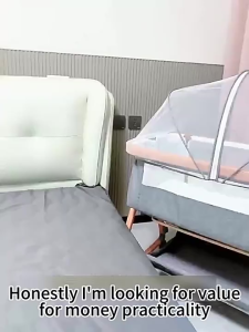 SAINTVILLA Multifunctional Folding Crib Portable Baby Bed with Duyan Rocking Function & Newborn Bed Set Compact Travel Bassinet for Infants