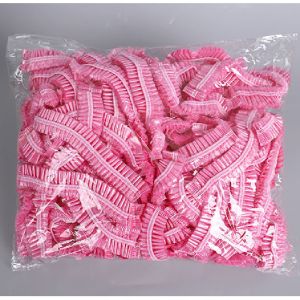 50/Pcs/set Disposable Plastic Shower Hair Cap Women Waterproof Pink Spa Salon Hotel Hair Dye Elastic Shower Cap Bathroom Rosa
