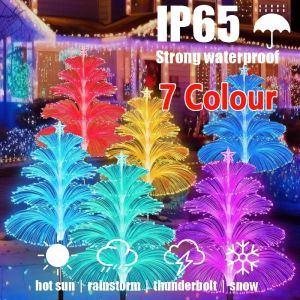 5 Layer Fiber Optic 7 Color Changing Jellyfish Solar LED Garden Light IP65 Waterproof Solar Outdoor Light Backyard Christmas Decorations