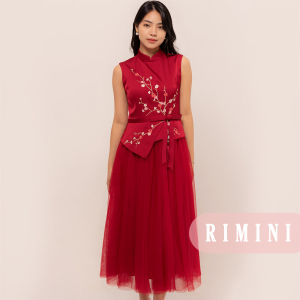 RIMINI - Gaun Mewah Pesta Wanita Emboidery Tanpa Lengan Size XS-XL - Meiying Dress CC32199