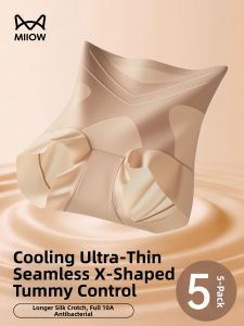 MiiOW | Seamless Tummy Control Womens Underwear Thin High Waist Ice Silk Antibacterial