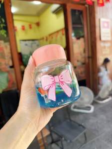 Cốc thuỷ tình bình thuỷ tinh uống nước hoạ tiết dễ thương