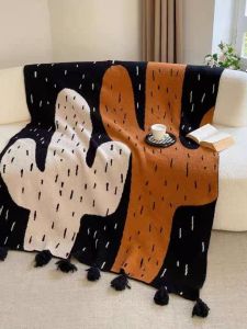 New Bohemian Knitted Blanket Cactus Sofa Decorative Bed Tail Towel Air Conditioner Blanket High Breathability Warm All Seasons