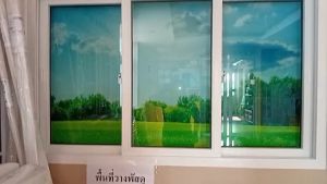 HOFFEN หน้าต่างบานเลื่อน 3 ช่อง หน้าต่างกระจก uPVC 180X110 พร้อมมุ้ง