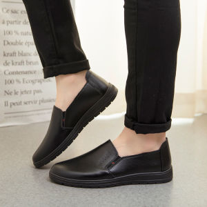 Giày Da Thông Thường Cho Nam Bếp Điện Giày Công Sở Chống Thấm Nước Chống Trơn Trượt Thoáng Khí Đế Bằng Đế Cao Su Thiết Kế Màu Nguyên Chất