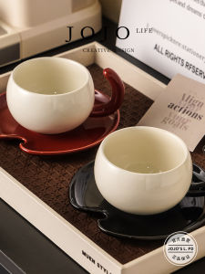 High Aesthetic Value Ceramic Coffee Cup Set with Saucer JOJOS L. PD. Nordic Vintage Style Small Size for Afternoon Tea