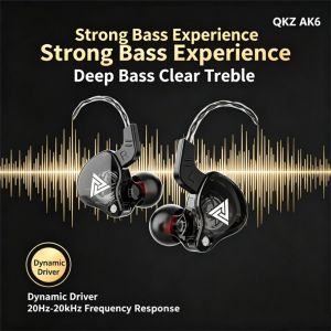 QKZ AK6 3.5mm Wired In-Ear Earphones HiFi Bass Noise Cancelling Headset with Microphone for Phone Laptop Tablet