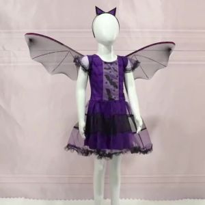 New Halloween Costume for Kids Witch Costume for Girls 2-14 Years Old Baby Witch Costume Pumpkin Kids Girl Dress with Hat Vampire Witch Costume Party Dress Kids Cosplay Role Play Dresses 2pcs