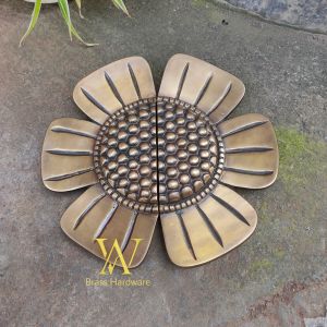 Handle Pintu Rumah Kuningan Motif Bunga Matahari Antik 28 cm 2 pcs